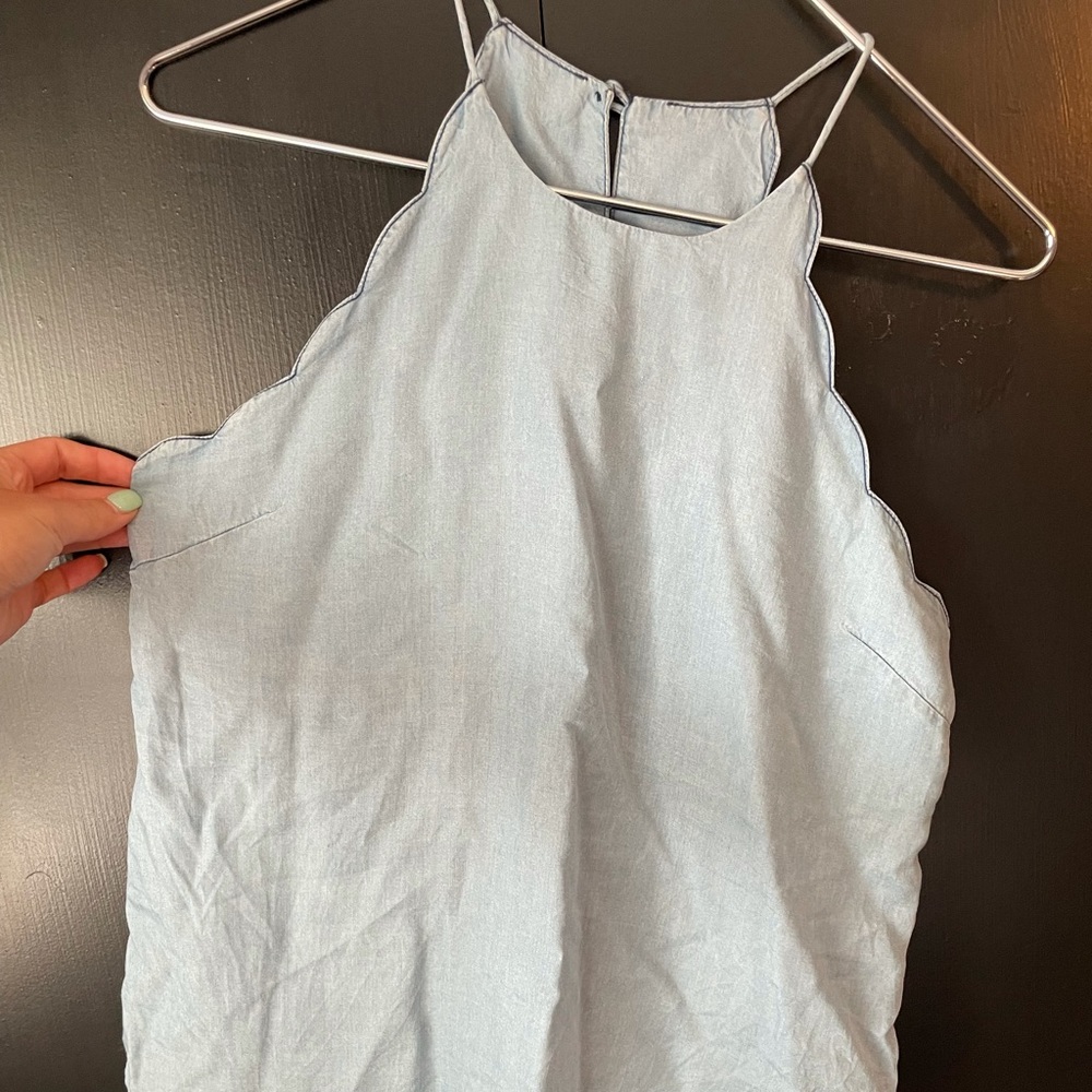 Denim High Neck Tank